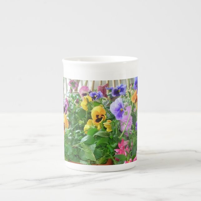 Panoramic Pansies Bone China Mug (Front)