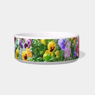 Panoramic Pansies Pet Etc Bowl