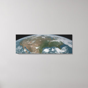 Panoramic Planet Earth And The Us. 2 Canvas Print