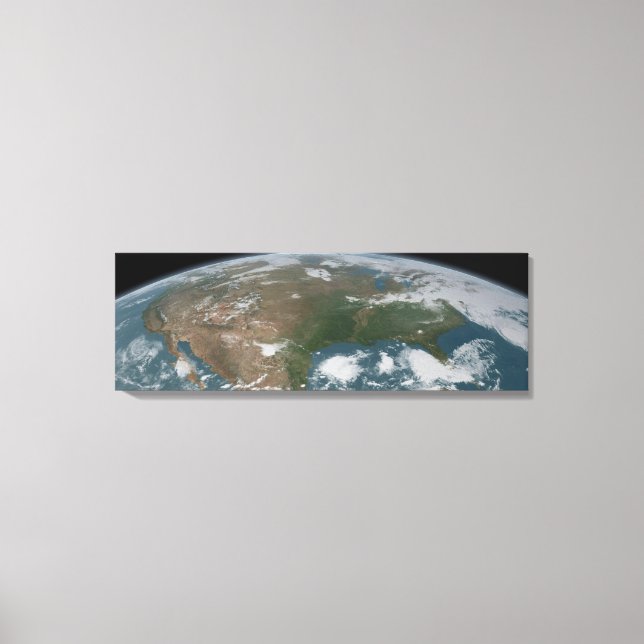 Panoramic Planet Earth And The Us. 2 Canvas Print (Front)