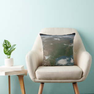 Panoramic Planet Earth And The Us. 2 Throw Pillow