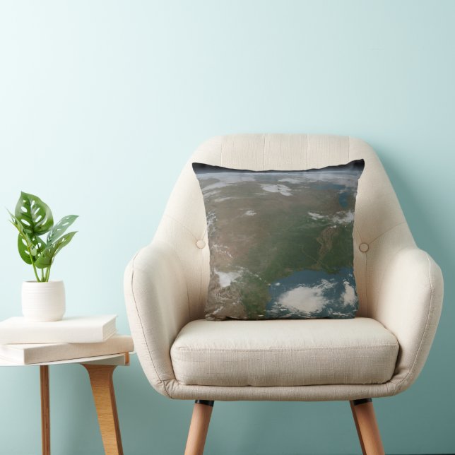 Panoramic Planet Earth And The Us. 2 Throw Pillow (Chair)