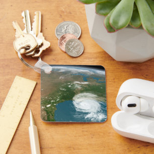 Panoramic Planet Earth And The Us. Keychain