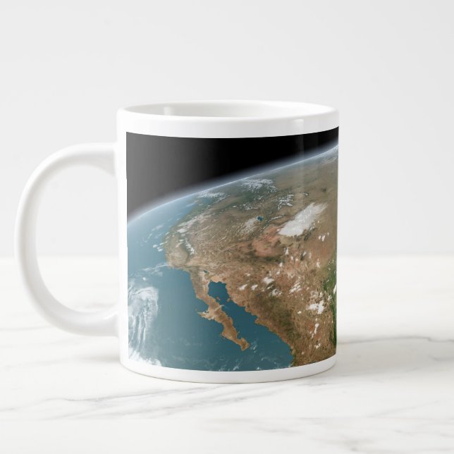 Panoramic Planet Earth And The Us. Large Coffee Mug (Left)