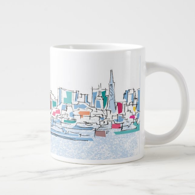 Panoramic San Franciso, CA Large Coffee Mug (Right)