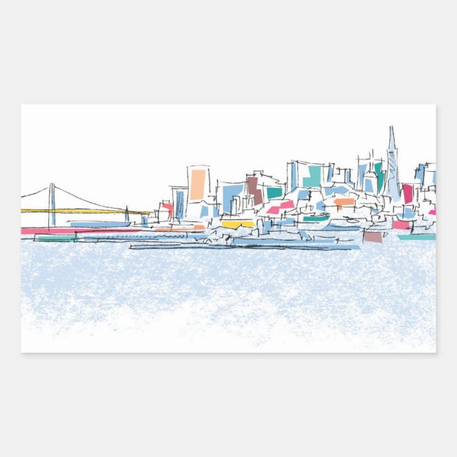 Panoramic San Franciso, CA Sticker (Front)