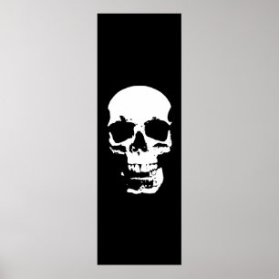 Panoramic Skull Poster - Black & White Pop Art