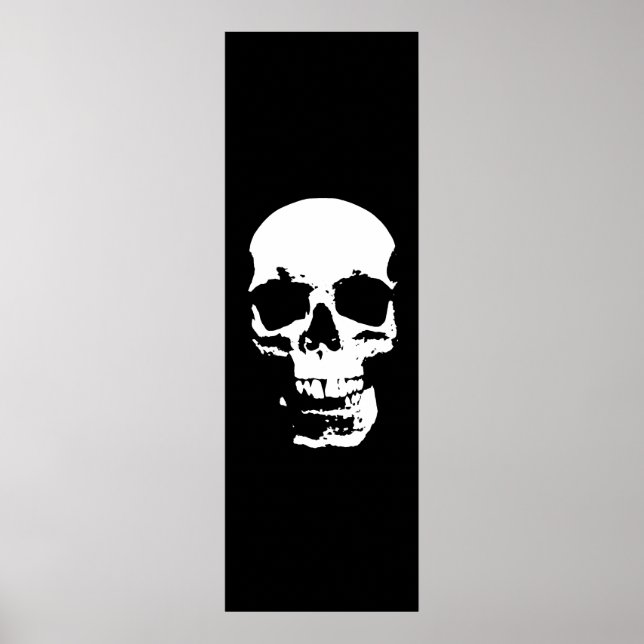 Panoramic Skull Poster - Black & White Pop Art (Front)