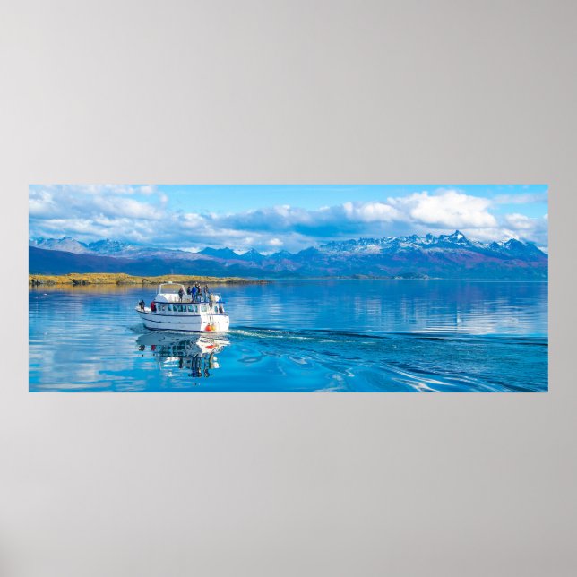 Panoramic tour ship sailing at beagle channel poster (Front)