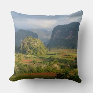 Panoramic valley landscape, Cuba Throw Pillow