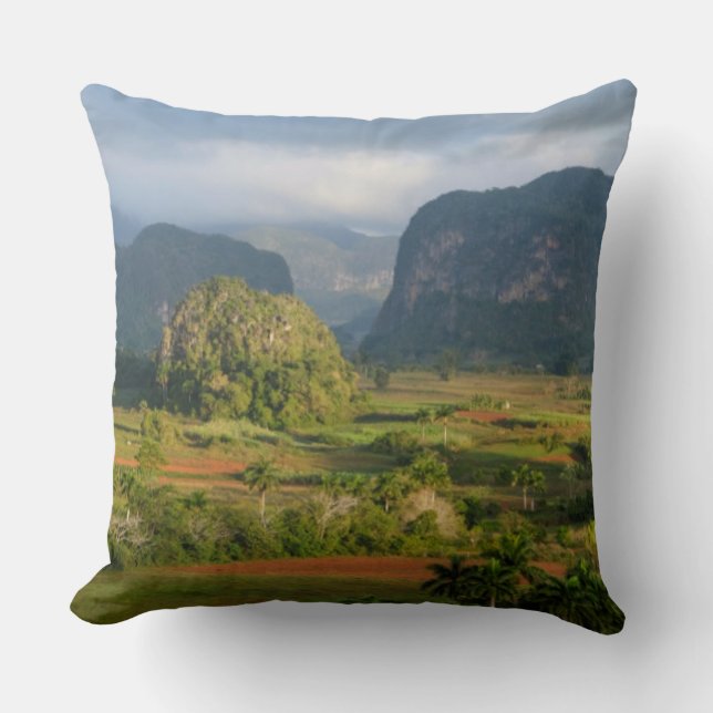 Panoramic valley landscape, Cuba Throw Pillow (Front)