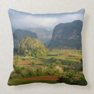 Panoramic valley landscape, Cuba Throw Pillow
