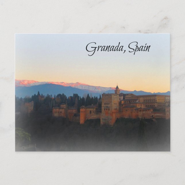 Panoramic view at Sunset of Alhambra and Granda Postcard (Front)