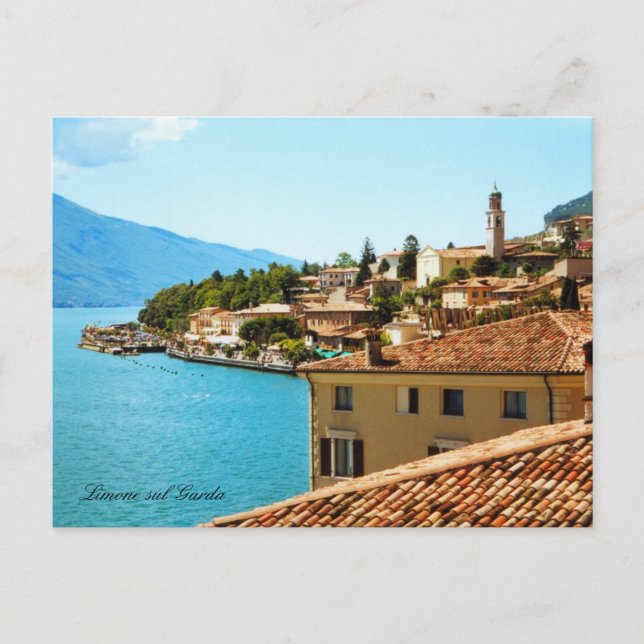 Panoramic view Limone Lake Garda Italy Postcard (Front)