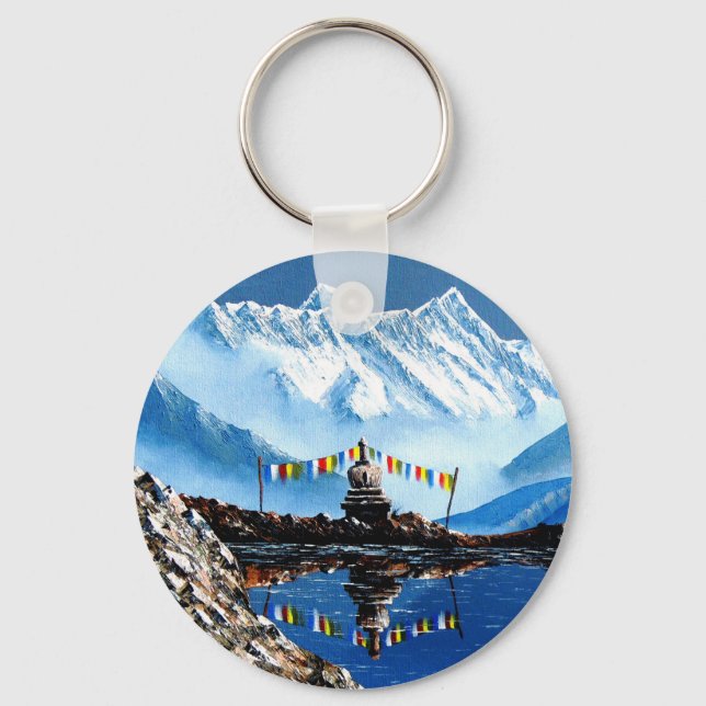 Panoramic View Of Annapurna Mountain Nepal Keychain (Front)