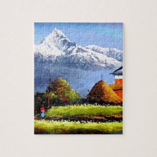 Panoramic View Of Beautiful Everest Mountain Jigsaw Puzzle