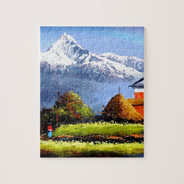 Panoramic View Of Beautiful Everest Mountain Jigsaw Puzzle (Vertical)