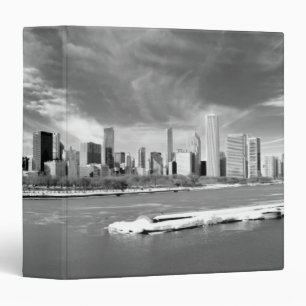 Panoramic view of Chicago skyline in winter Binder