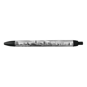 Panoramic view of Chicago skyline in winter Black Ink Pen