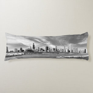 Panoramic view of Chicago skyline in winter Body Pillow