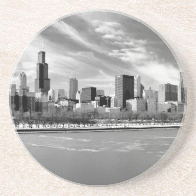 Panoramic view of Chicago skyline in winter Coaster (Front)