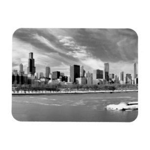 Panoramic view of Chicago skyline in winter Magnet