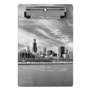 Panoramic view of Chicago skyline in winter Mini Clipboard