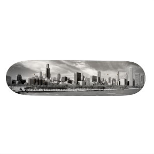 Panoramic view of Chicago skyline in winter Skateboard