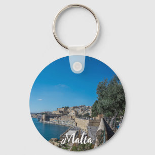 Panoramic view of city wall and harbour in Vallett Keychain