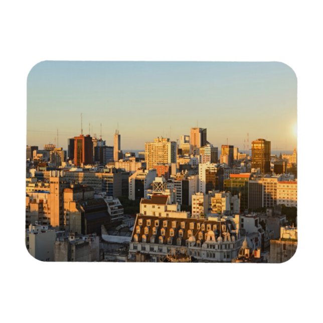 Panoramic View Of Cityscape At Dusk Magnet (Horizontal)
