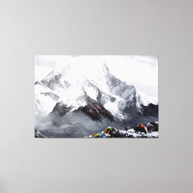 Panoramic View Of Everest Mountain Canvas Print (Front)