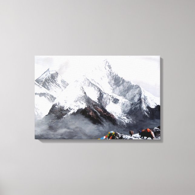 Panoramic View Of Everest Mountain Canvas Print (Front)