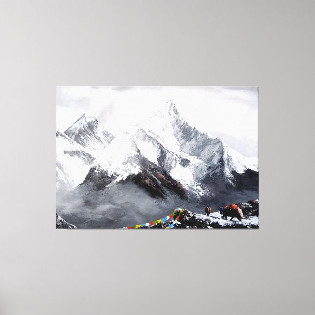 Panoramic View Of Everest Mountain Canvas Print (Front)