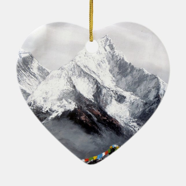 Panoramic View Of Everest Mountain Ceramic Ornament (Back)