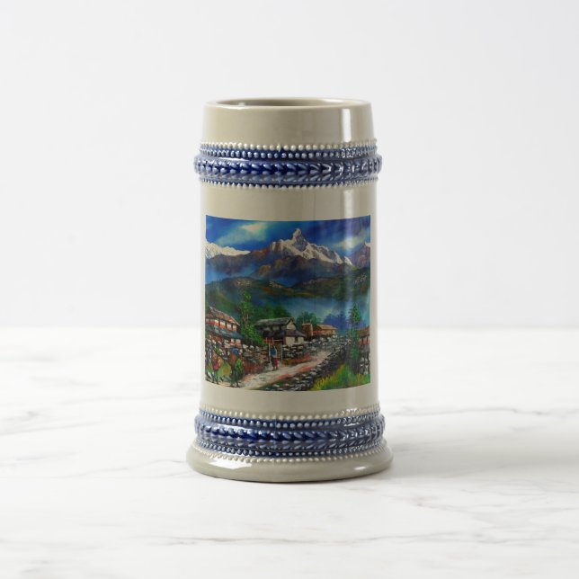 Panoramic View Of Everest Mountain Nepal Beer Stein (Center)