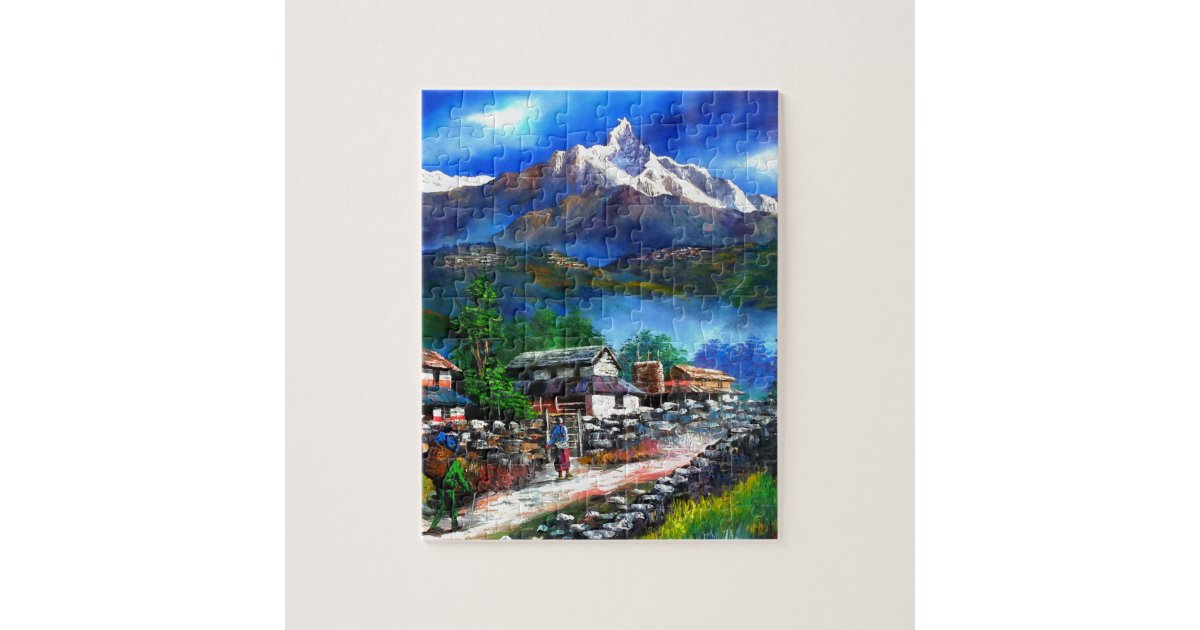 Panoramic View Of Everest Mountain Nepal Jigsaw Puzzle Zazzle