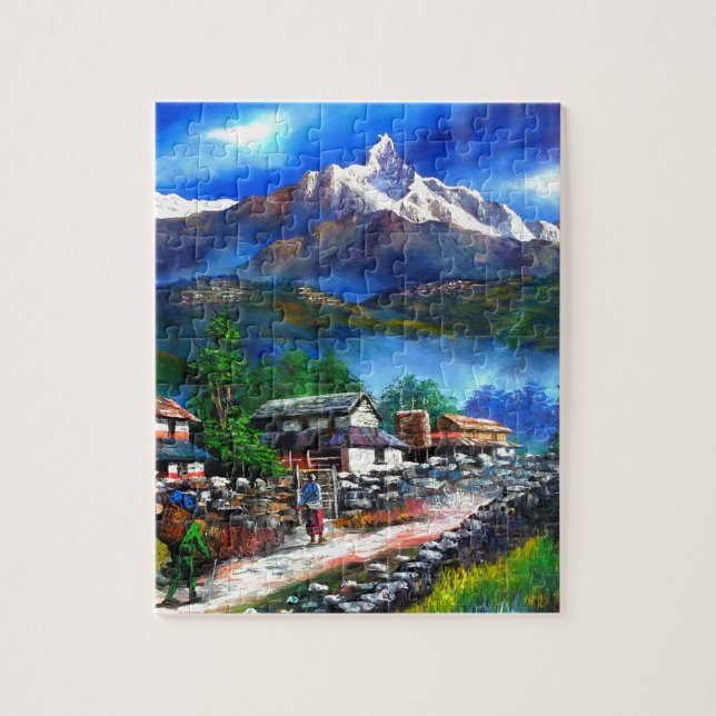 Panoramic View Of Everest Mountain Nepal Jigsaw Puzzle (Vertical)