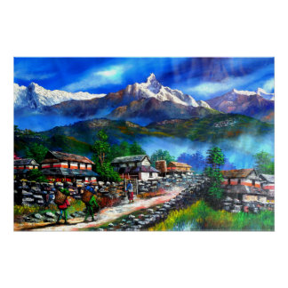 Panoramic View Of Everest Mountain Nepal Poster