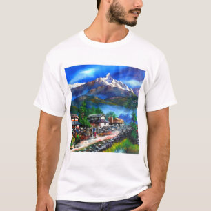 Panoramic View Of Everest Mountain Nepal T-Shirt