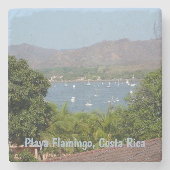 Panoramic View of Flamingo Beach, Costa Rica Stone Coaster (Front)