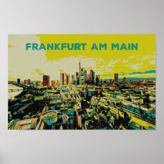 Panoramic View of Frankfurt Illustration Poster
