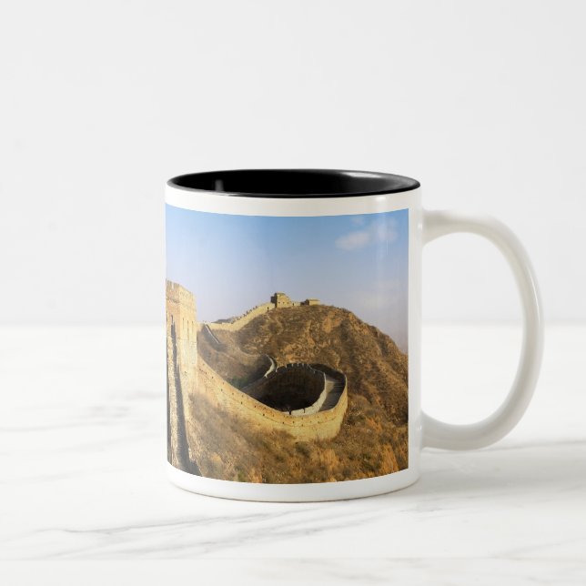 Panoramic view of Great Wall, China 2 Two-Tone Coffee Mug (Right)