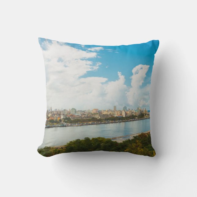 Panoramic View Of Havana, Cuba Throw Pillow (Front)