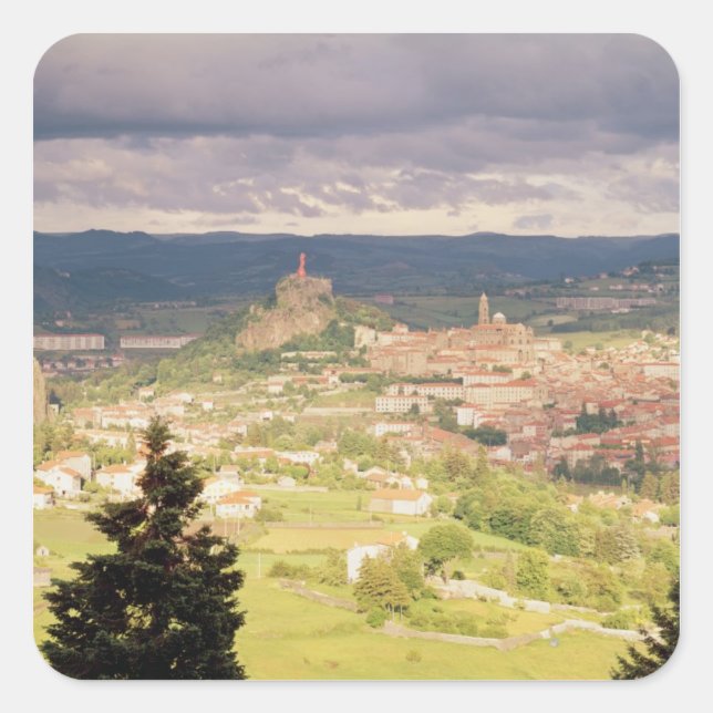 Panoramic view of Le-Puy-en-Velay Square Sticker (Front)