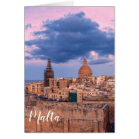 Panoramic view of sunset over Valletta