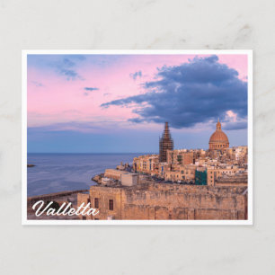 Panoramic view of sunset over Valletta Canvas Prin Postcard