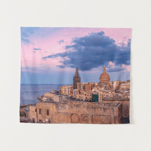 Panoramic view of sunset over Valletta Tapestry (Front (Horizontal))