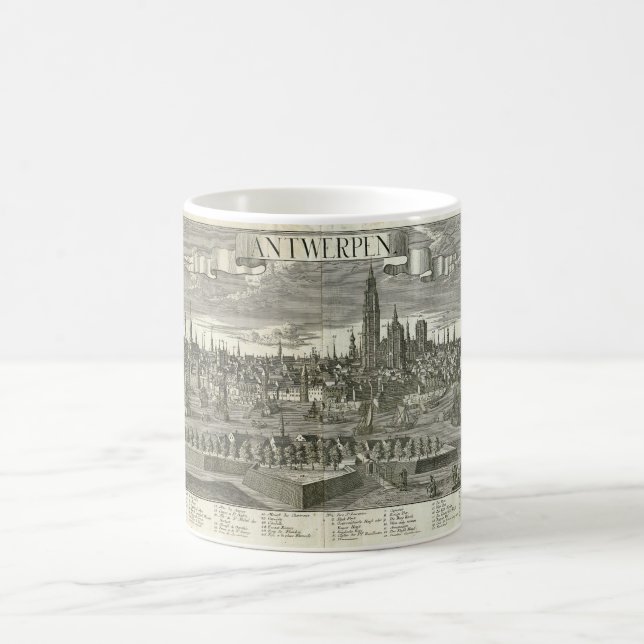 Panoramic View of the City of Antwerpen in 1730 Coffee Mug (Center)
