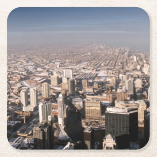Panoramic view of the city square paper coaster