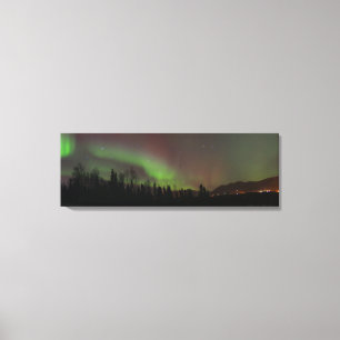 Panoramic View of the Northern Lights in Alaska Canvas Print